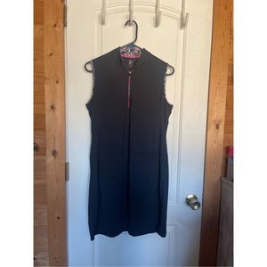 EP New York athletic golf dress size L 1/4 zip blk sleeveless floral back design